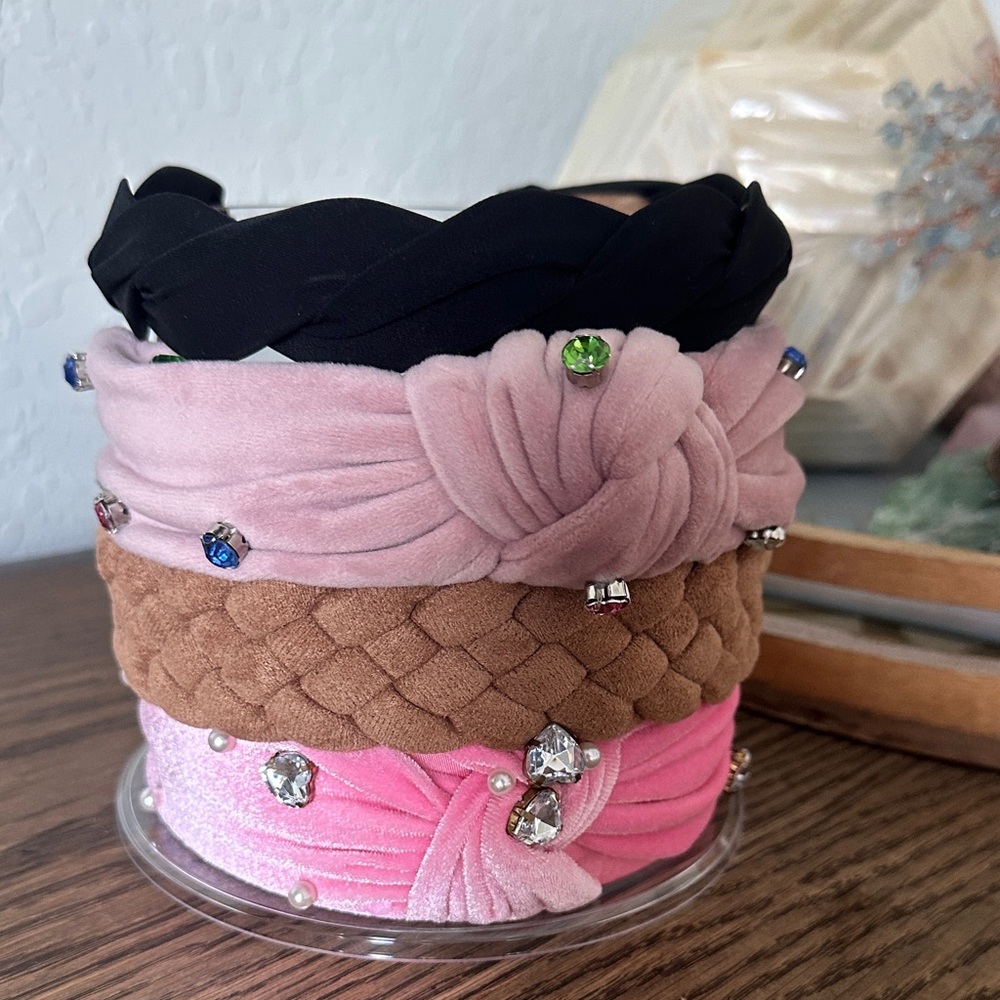 Elegant Women's Headband Set - Black, Pink, Brown